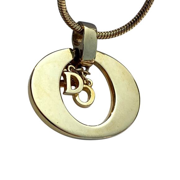 Authentic Dior Vintage Gold-Tone Logo Charm Necklace - Picture 1 of 11
